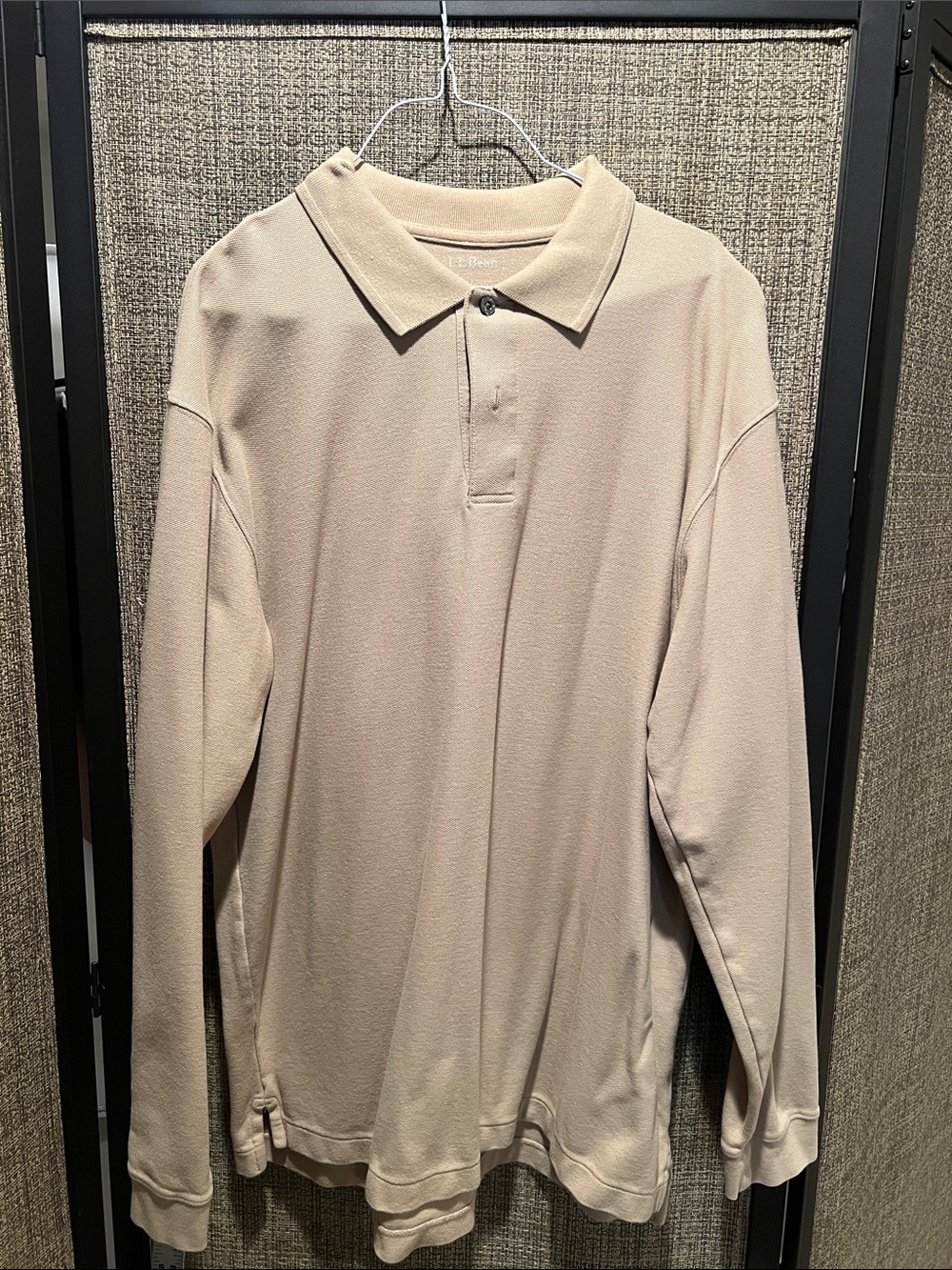 L.L. Bean Men's Long-Sleeve Polo Shirt - Beige